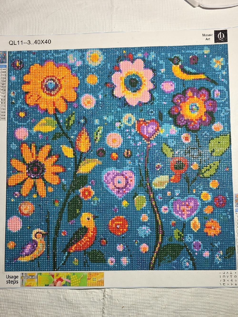 Colorful Floral & Birds Diamond Painting Canvas